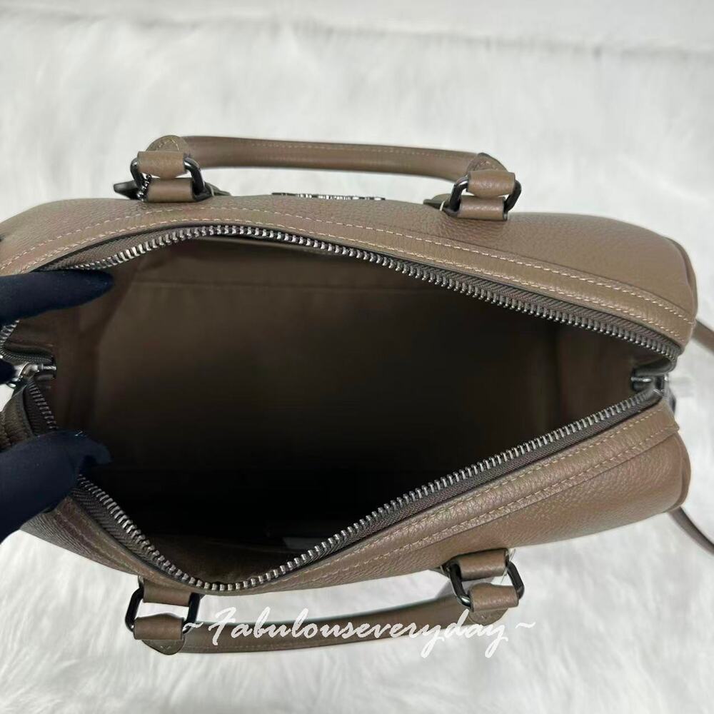 Coach Rowan Large Satchel Bag Crossbody In Leather/QB/Dark Stone CV960 NWT - Picture 7 of 8